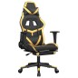 vidaXL Silla gaming masaje y reposapiés cuero sintético negro dorado vidaXL Silla gaming masaje y reposapiés cuero sintético negro dorado