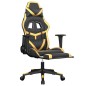 vidaXL Silla gaming masaje y reposapiés cuero sintético negro dorado vidaXL Silla gaming masaje y reposapiés cuero sintético negro dorado