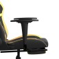 vidaXL Silla gaming masaje y reposapiés cuero sintético negro dorado vidaXL Silla gaming masaje y reposapiés cuero sintético negro dorado