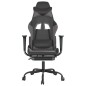 vidaXL Silla gaming de masaje y reposapiés cuero sintético negro gris vidaXL Silla gaming de masaje y reposapiés cuero sintético negro gris