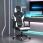 vidaXL Silla gaming masaje y reposapiés cuero sintético negro blanco vidaXL Silla gaming masaje y reposapiés cuero sintético negro blanco