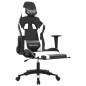 vidaXL Silla gaming masaje y reposapiés cuero sintético negro blanco vidaXL Silla gaming masaje y reposapiés cuero sintético negro blanco