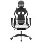 vidaXL Silla gaming masaje y reposapiés cuero sintético negro blanco vidaXL Silla gaming masaje y reposapiés cuero sintético negro blanco