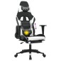 vidaXL Silla gaming masaje y reposapiés cuero sintético negro blanco vidaXL Silla gaming masaje y reposapiés cuero sintético negro blanco