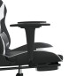 vidaXL Silla gaming masaje y reposapiés cuero sintético negro blanco vidaXL Silla gaming masaje y reposapiés cuero sintético negro blanco