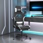 vidaXL Silla gaming de masaje con reposapiés tela negro y blanco vidaXL Silla gaming de masaje con reposapiés tela negro y blanco