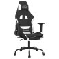 vidaXL Silla gaming de masaje con reposapiés tela negro y blanco vidaXL Silla gaming de masaje con reposapiés tela negro y blanco