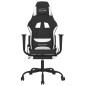 vidaXL Silla gaming de masaje con reposapiés tela negro y blanco vidaXL Silla gaming de masaje con reposapiés tela negro y blanco