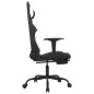 vidaXL Silla gaming de masaje con reposapiés tela negro y blanco vidaXL Silla gaming de masaje con reposapiés tela negro y blanco