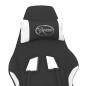 vidaXL Silla gaming de masaje con reposapiés tela negro y blanco vidaXL Silla gaming de masaje con reposapiés tela negro y blanco