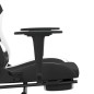 vidaXL Silla gaming de masaje con reposapiés tela negro y blanco vidaXL Silla gaming de masaje con reposapiés tela negro y blanco