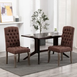 vidaXL Sillas de comedor 2 uds tela marrón efecto lino