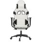 vidaXL Silla gaming masaje y reposapiés cuero sintético negro blanco vidaXL Silla gaming masaje y reposapiés cuero sintético negro blanco