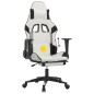 vidaXL Silla gaming masaje y reposapiés cuero sintético negro blanco vidaXL Silla gaming masaje y reposapiés cuero sintético negro blanco