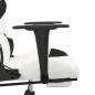 vidaXL Silla gaming masaje y reposapiés cuero sintético negro blanco vidaXL Silla gaming masaje y reposapiés cuero sintético negro blanco
