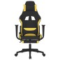 vidaXL Silla gaming de masaje con reposapiés tela negro y amarillo