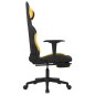 vidaXL Silla gaming de masaje con reposapiés tela negro y amarillo