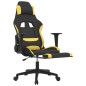 vidaXL Silla gaming de masaje con reposapiés tela negro y amarillo