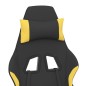 vidaXL Silla gaming de masaje con reposapiés tela negro y amarillo