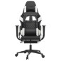 vidaXL Silla gaming masaje y reposapiés cuero sintético negro blanco vidaXL Silla gaming masaje y reposapiés cuero sintético negro blanco