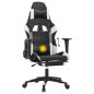 vidaXL Silla gaming masaje y reposapiés cuero sintético negro blanco vidaXL Silla gaming masaje y reposapiés cuero sintético negro blanco