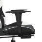 vidaXL Silla gaming masaje y reposapiés cuero sintético negro blanco vidaXL Silla gaming masaje y reposapiés cuero sintético negro blanco
