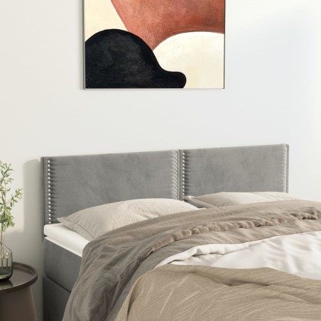 vidaXL Cabeceros 2 unidades terciopelo gris claro 72x5x78/88 cm