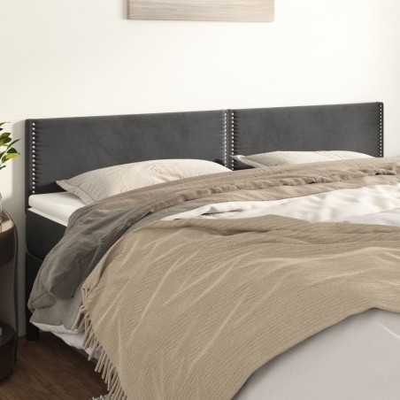 vidaXL Cabeceros 2 unidades de terciopelo gris oscuro 100x5x78/88 cm
