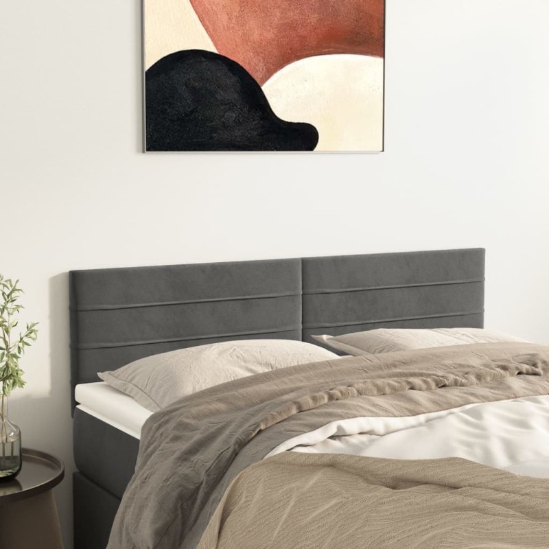 vidaXL Cabeceros 2 unidades terciopelo gris oscuro 72x5x78/88 cm vidaXL Cabeceros 2 unidades terciopelo gris oscuro 72x5x78/88 cm