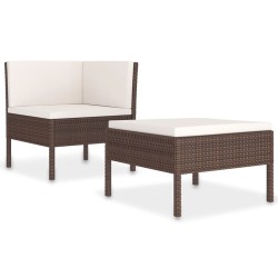 vidaXL Set de muebles de jardín 2 piezas con cojines ratán PE marrón