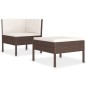 vidaXL Set de muebles de jardín 2 piezas con cojines ratán PE marrón