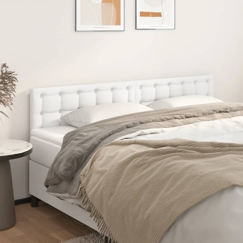 vidaXL Cabeceros 2 unidades de cuero sintético blanco 90x5x78/88 cm vidaXL Cabeceros 2 unidades de cuero sintético blanco 90x5x78/88 cm