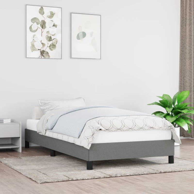 vidaXL Estructura de cama de tela gris oscuro 100x200 cm vidaXL Estructura de cama de tela gris oscuro 100x200 cm