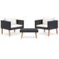 vidaXL Set de muebles de jardín 3 pzas y cojines ratán sintético negro vidaXL Set de muebles de jardín 3 pzas y cojines ratán sintético negro