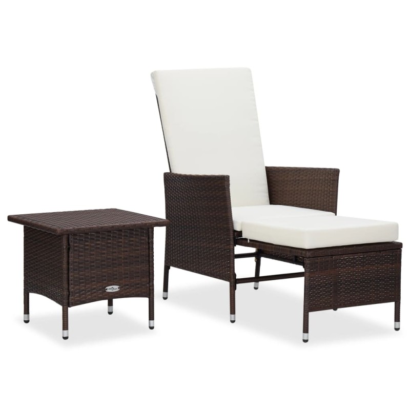 vidaXL Set de muebles de jardín 2 piezas con cojines ratán PE marrón vidaXL Set de muebles de jardín 2 piezas con cojines ratán PE marrón