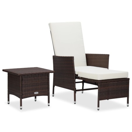 vidaXL Set de muebles de jardín 2 piezas con cojines ratán PE marrón