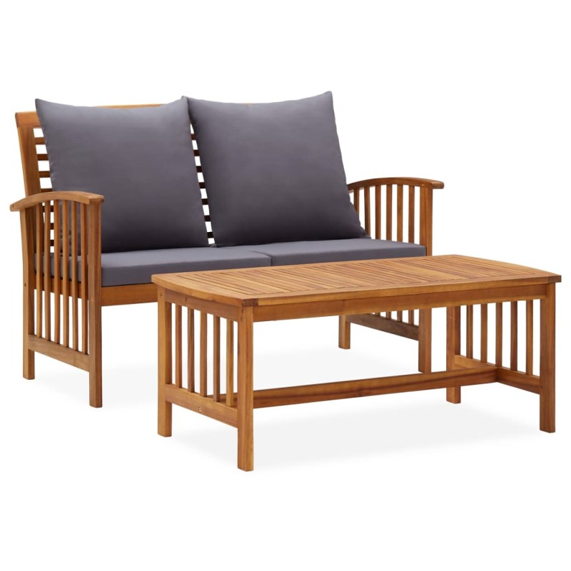 vidaXL Muebles de jardín 2 piezas con cojines madera maciza de acacia vidaXL Muebles de jardín 2 piezas con cojines madera maciza de acacia