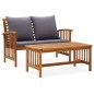 vidaXL Muebles de jardín 2 piezas con cojines madera maciza de acacia vidaXL Muebles de jardín 2 piezas con cojines madera maciza de acacia