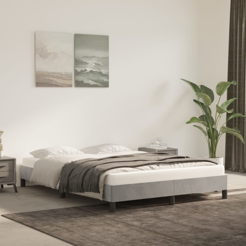 vidaXL Estructura de cama de terciopelo gris claro 140x190 cm vidaXL Estructura de cama de terciopelo gris claro 140x190 cm