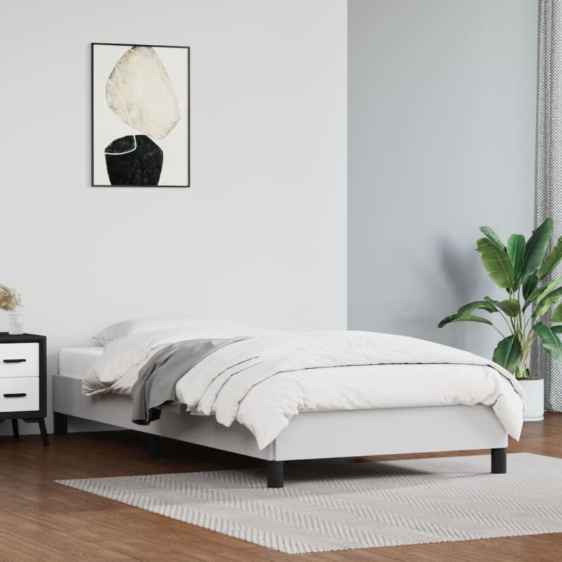 vidaXL Estructura de cama cuero sintético blanco 90x190 cm vidaXL Estructura de cama cuero sintético blanco 90x190 cm