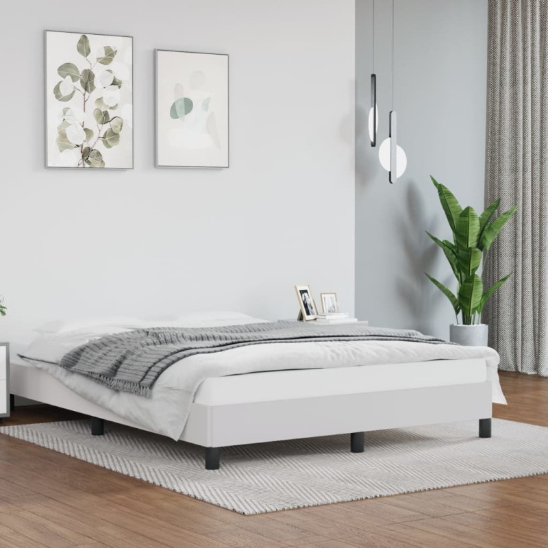 vidaXL Estructura de cama de cuero sintético blanco 140x200 cm vidaXL Estructura de cama de cuero sintético blanco 140x200 cm