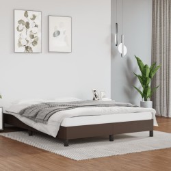 vidaXL Estructura de cama de cuero sintético marrón 140x200 cm
