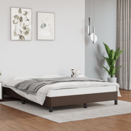vidaXL Estructura de cama de cuero sintético marrón 140x200 cm