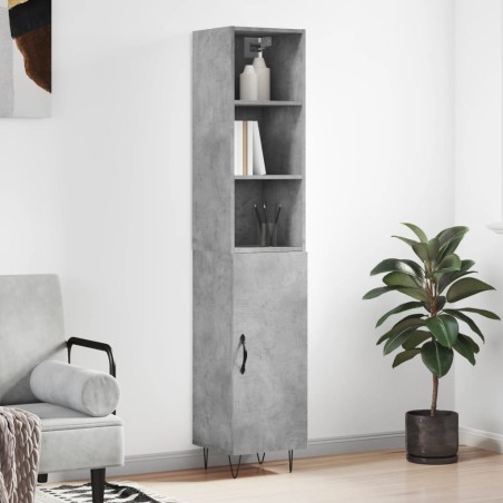 vidaXL Aparador de madera contrachapada gris hormigón 34,5x34x180 cm