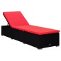 vidaXL Tumbona con cojín y mesita de ratán sintético rojo vidaXL Tumbona con cojín y mesita de ratán sintético rojo
