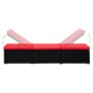 vidaXL Tumbona con cojín y mesita de ratán sintético rojo vidaXL Tumbona con cojín y mesita de ratán sintético rojo