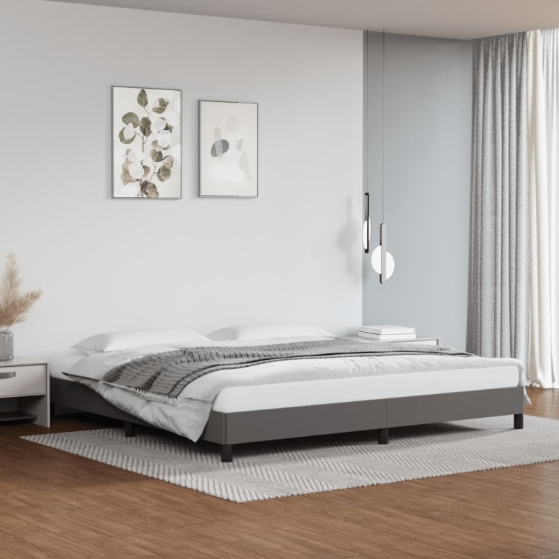 vidaXL Estructura de cama de cuero sintético gris 200x200 cm vidaXL Estructura de cama de cuero sintético gris 200x200 cm