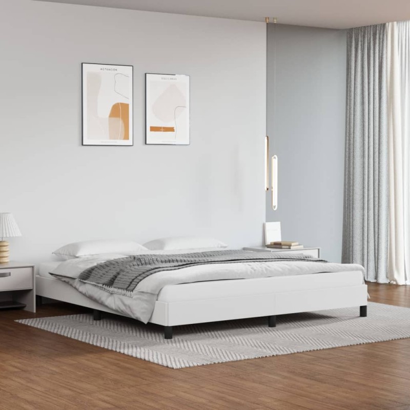 vidaXL Estructura de cama de cuero sintético blanco 160x200 cm vidaXL Estructura de cama de cuero sintético blanco 160x200 cm