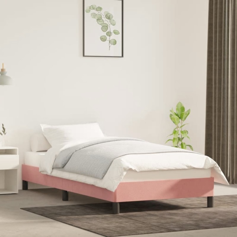 vidaXL Estructura de cama de terciopelo rosa 90x190 cm vidaXL Estructura de cama de terciopelo rosa 90x190 cm