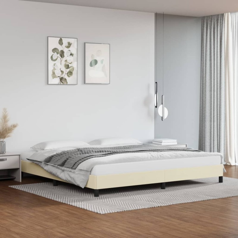 vidaXL Estructura de cama de cuero sintético color crema 200x200 cm